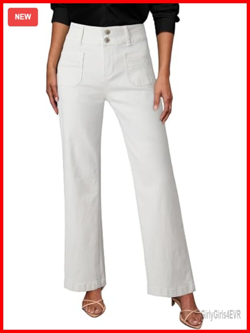 Wide Leg Jeans High Waisted Tummy Control Stretchy Front Straight Leg